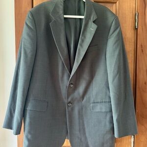 Stafford 2 Button Blazer Sport Coat Mens 46L  Gray Blue Houndstooth Check Office